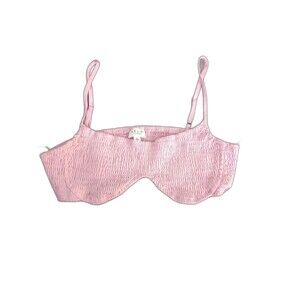 Le Lis Collection Pink Ribbed Crop Top, Y2K Aesthetic, Soft & Stretchy Size L